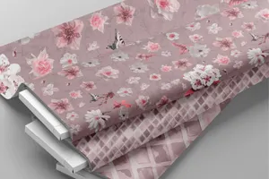 pink and mauve floral fabric mockup