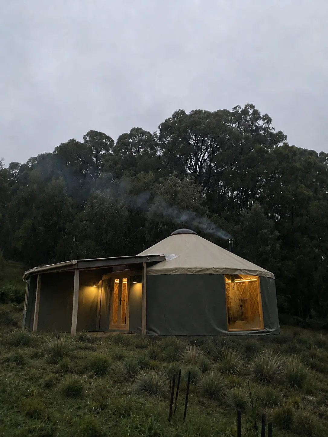 the finished yurt before breathwork at night during our retreat