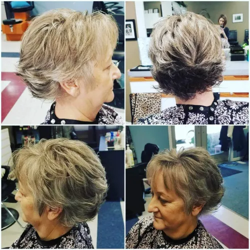 Short style haircut and color example