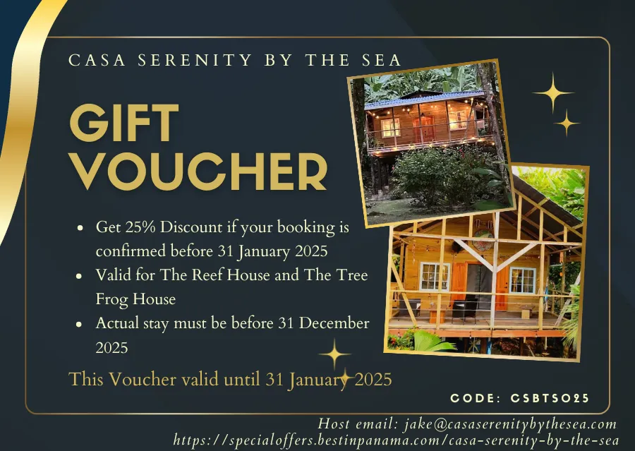 Best in Panama - Secial Offers - Casa Serenity by the Sea - Voucher