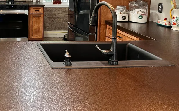 metal countertop with sink