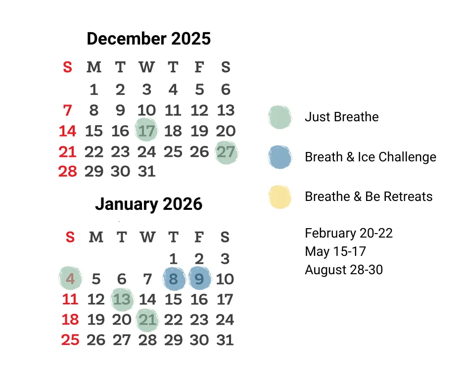 Breathework dates January February 2026