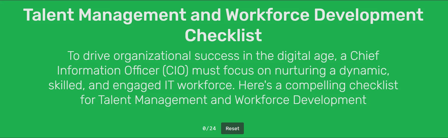 Talent Management and Workforce Development Checklist