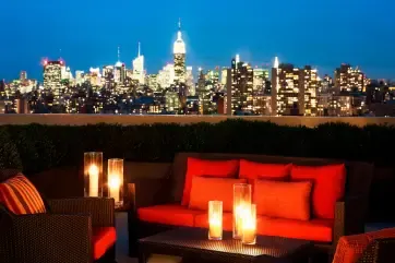 Sheraton Tribeca New York Hotel Terrace Night View of Manhattan Skyline