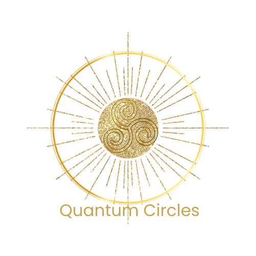 Quantum Circles logo gold circle with triskele in the middle