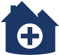 House icon with a medic cross on it