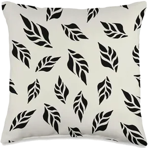feather or leaf image throw pillow in black and white