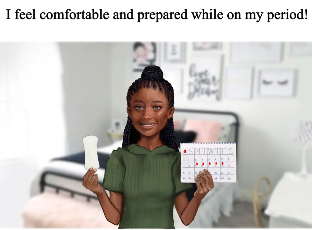 Black girl comfortable on period