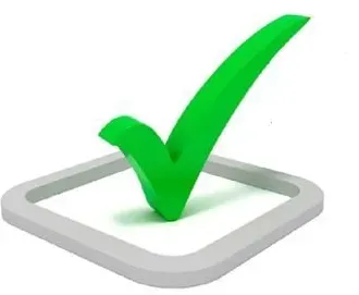 a green checkmark