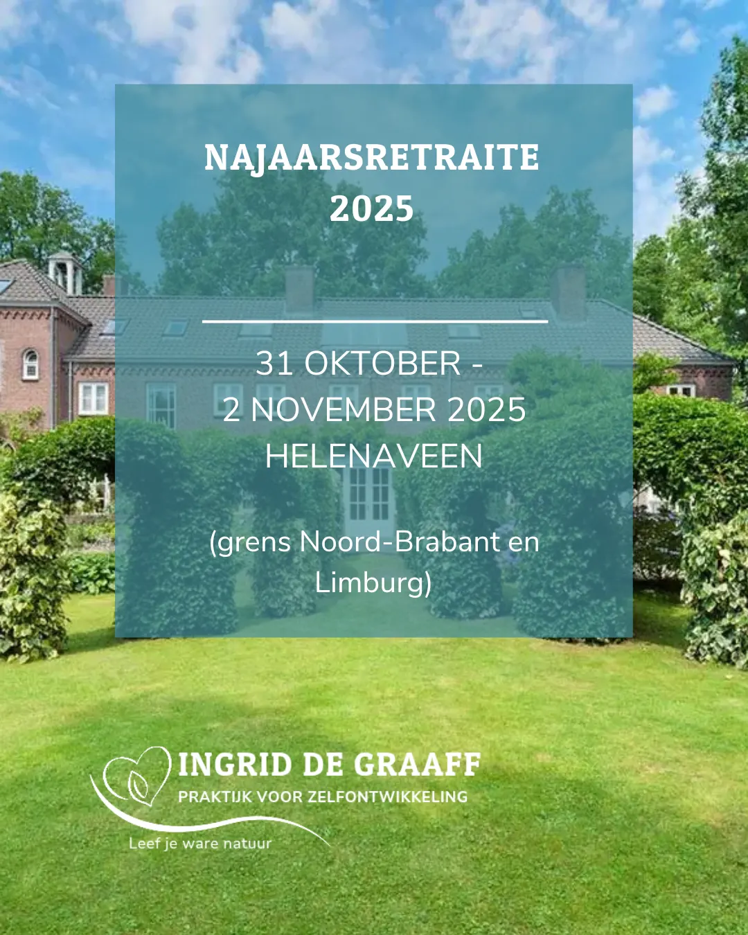 aankondiging najaarsretraite 2025 met foto van locatie op de achtergrond