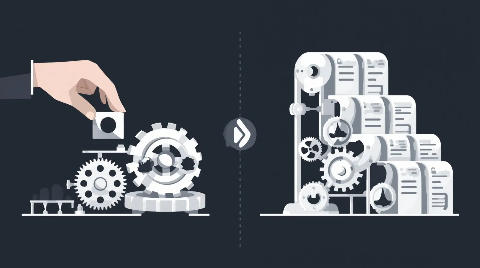 A graphic showing how automated prompt engineering turns a manual AI prompt process into an efficient system for consistent outputs.