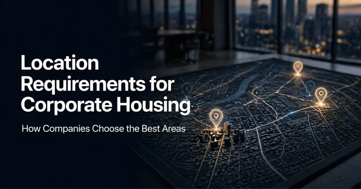 <alt=“Strategic city map with location markers showing corporate housing location requirements and employee placement planning.”>