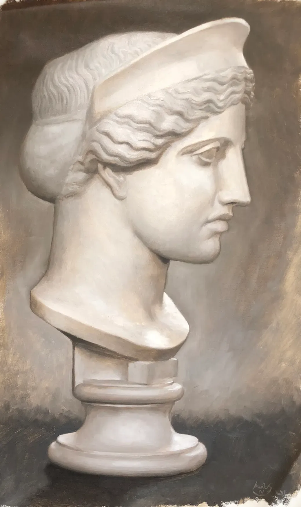 Athena, slikarsko delo olje na platno Nik Anikis