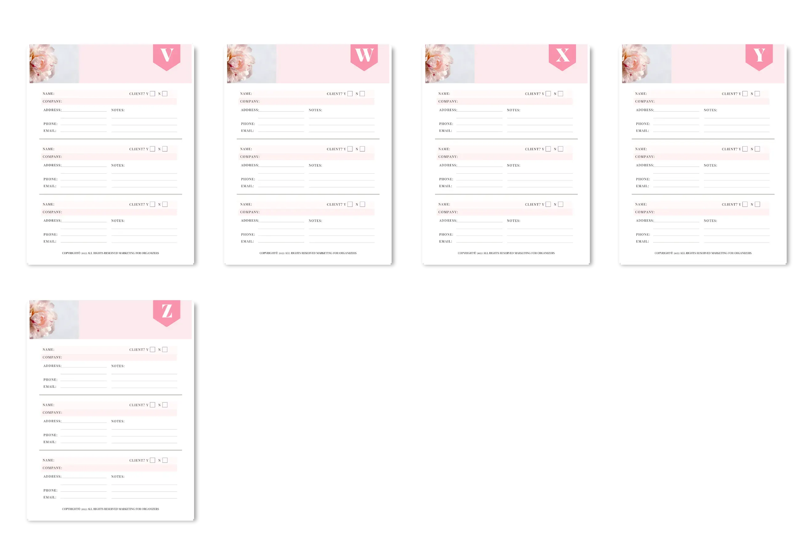 Address Book V-Z