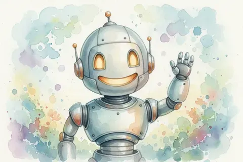 cute robot saying hi