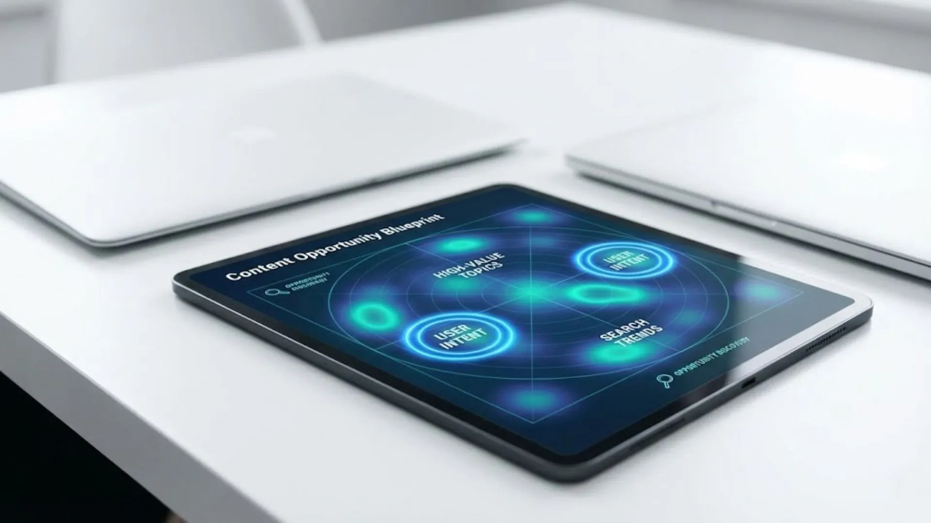 A digital keyword heat map showing high-traffic content opportunities for SEO planning.