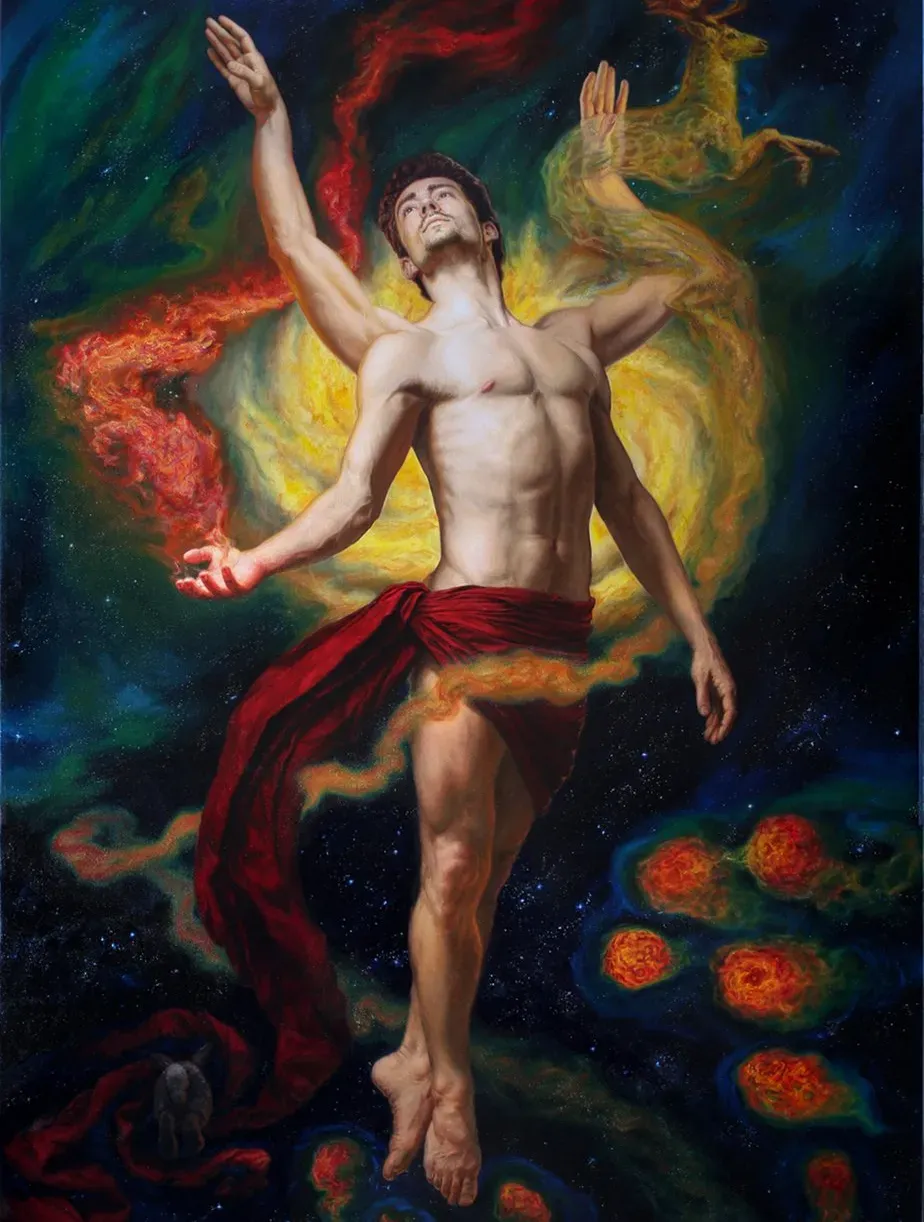 Božanski stvaritelj, 190 x 130 cm, olje na platno, 2019